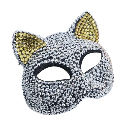 PURFUU Strass-Maskerade, halbes Gesicht für Damen und Herren, Halloween, Cosplay, Maskerade, Dekoration für Fotografie von PURFUU