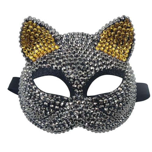 PURFUU Strass-Maskerade, halbes Gesicht für Damen und Herren, Halloween, Cosplay, Maskerade, Dekoration für Fotografie von PURFUU