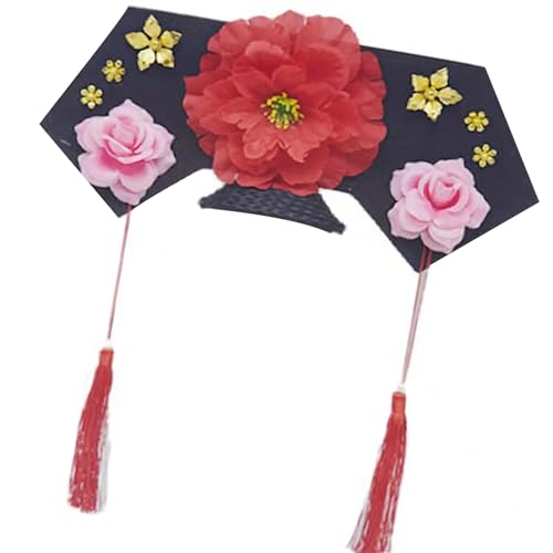 PURFUU Traditionelles Kostüm, königlicher Hut für Damen, chinesische königliche Blume, königlicher Hut, Hochzeit, Kostüm, Mottoparty, Requisiten, Kopfschmuck von PURFUU