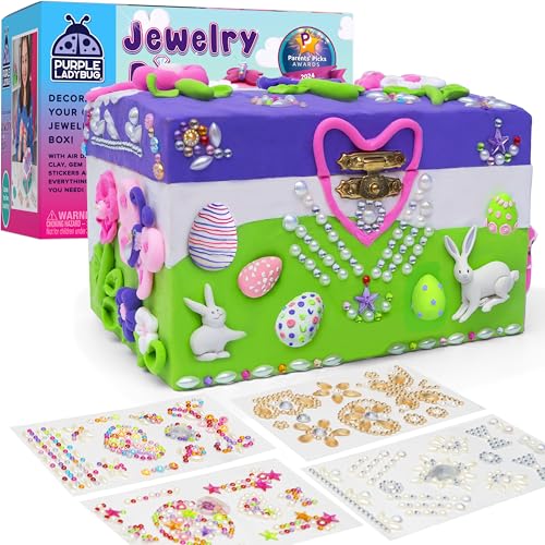 PURPLE LADYBUG DIY Schmuckkästchen Basteln Mädchen - Coole Kinder ab 6 7 8 9 10 11 12 Jahre - Basteln Mädchen Geschenke 8 Jahre und Geschenk für Teenager - Kreatives Bastelset Kinder von PURPLE LADYBUG