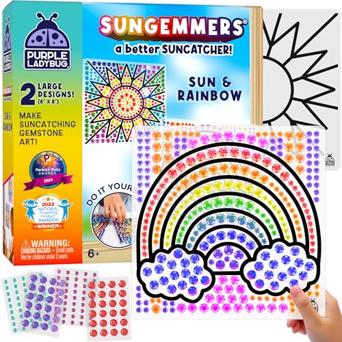 PURPLE LADYBUG SUNGEMMERS DIY Sonnenfänger für Fenster - Kreative Bastelsets für Kinder - Geschenke für Mädchen 7 8 9 10 11 12 Jahre Und Geschenk Teenager - Mosaik Basteln Mädchen 8 Jahre von PURPLE LADYBUG