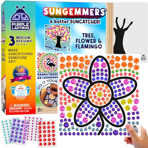 PURPLE LADYBUG SUNGEMMERS Sonnenfänger Bastelset für Kinder, Kreative Ostergeschenke, Geschenk für Mädchen ab 7 Jahren, Kreativset für Kinder ab 6, Bastelsachen und Spielzeug von PURPLE LADYBUG