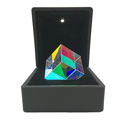 Optische Farbsammelglaswürfel, Prisma, 6-seitiges Licht, Regenbogen-Macher, Prismenlinse mit Leuchtkasten, reflektierendes Licht, SPE-Farbprismenwürfel mit Leuchtkasten von PURPLELILY