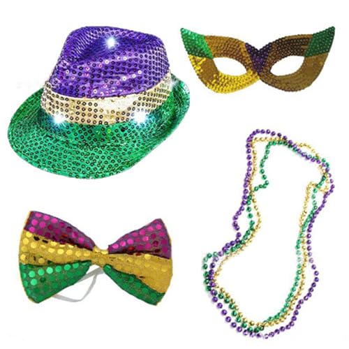 PURPLELILY Jazzs Tanzkostüm Zubehör Unisex Hut Maskerade Maske Karneval Abschlussball Party Pailletten Bühnenauftritte Kostüm Halloween Partyzubehör für Erwachsene von PURPLELILY