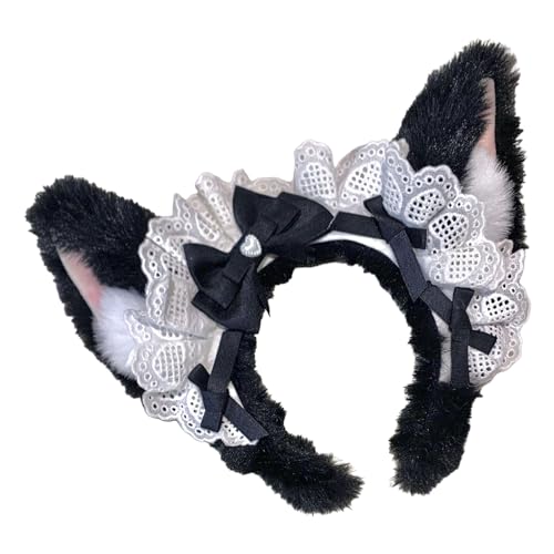 PURPLELILY Maid Hairhoop Beast Ear Haarband Bowknot Stirnband Kostüm Hairhoop Weibliche Themenparty Subkulturen Kopfbedeckung von PURPLELILY