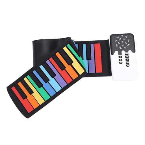 49 Tasten Roll Up Keyboard Klavier, Tragbare E Piano Tastatur mit 8 Tönen und 6 Demo Songs, Eingebauter Lautsprecher, Wiederaufladbare Faltbare Klaviertastatur für Kinder,Anfänger von PUSOKEI