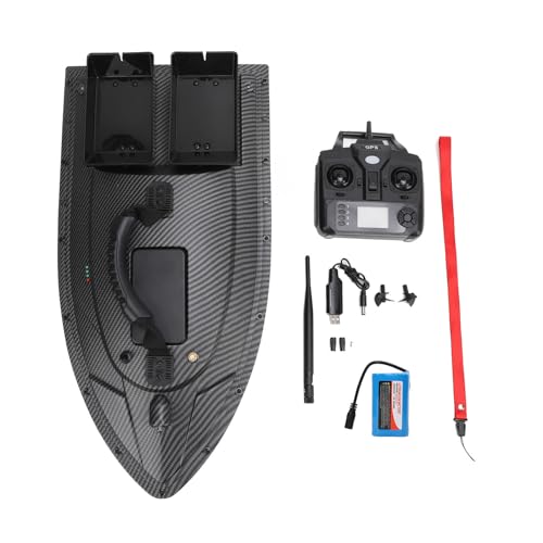 PUSOKEI RC-Köderboot, Angelköderboot, 1,5 Kg Traglast, 40 GPS-Positionierungspunkte, 500 M Ferngesteuertes Doppelmotor-Fischerboot mit Doppelsilobeladung von PUSOKEI