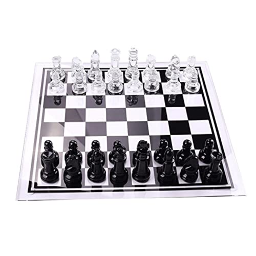 PUTOVA Magnetisches Schach. Schach-Set, Brettspiele, handgefertigt, mit Spielfiguren, Kristallglas, Schwarz-Weiß-Glas-Set, langlebig, for Erwachsene oder als Geschenk, Schach-Sets, tragbar (Farbe: M) von PUTOVA