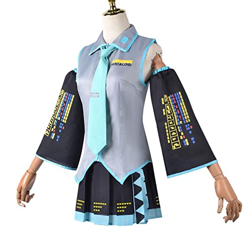 PUYYDS Anime Vocaloid Miku Cosplay Kostüm für Frauen und Männer Japan Midikleid Anfänger Future Blue Kostüme Karnevalsparty Maskerade von PUYYDS