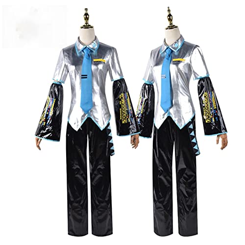 PUYYDS Anime Vocaloid Miku Cosplay Kostüm für Frauen und Männer Japan Midikleid Anfänger Future Blue Kostüme Karnevalsparty Maskerade von PUYYDS