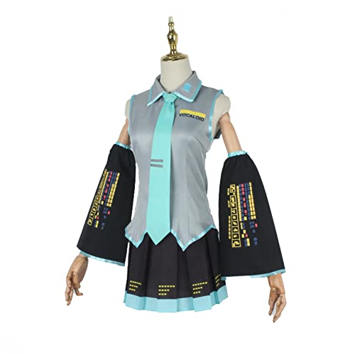 PUYYDS Vocaloid Miku Cosplay Perücke Kostüm Japan Midikleid Anfänger Zukunft Miku Cosplay weiblich Halloween Damenkostüm Herrengröße von PUYYDS