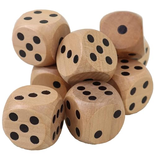 9 Stück Würfelspiel Würfel Holz 30mm, Natur Holz Spielwürfel, Würfelspiel Würfel Holz mit Runden Ecken Kartenspiel Partyspiele Verwendbar für Basteln, Heimwerken, Mathematik, Brettspiele von PVFZXS