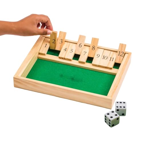 Shut The Box Spiel 2-Spieler, Heimtischspiel-2-Spieler Holz Brettspiel Holz Mathematik Traditional Pub Board Würfelspiel Reisen Great Family Brettspiele Urlaub für Kinder und Erwachsene von PVFZXS