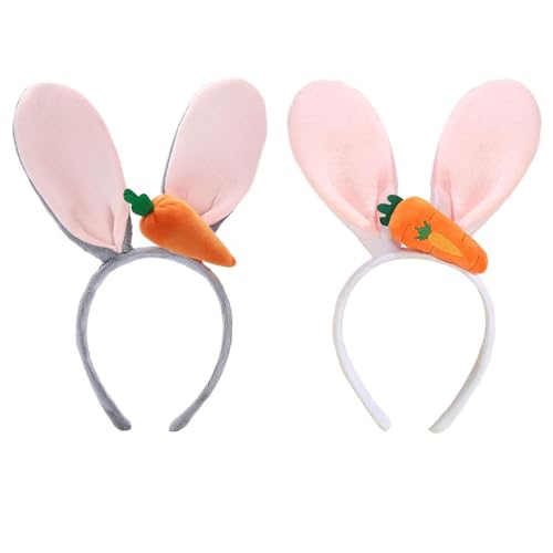 2Stück hasenohren Haarreif Hasen Ohren Haarreif, Hasenkostüm Kinder Bunny Karotte Plüsch Haarreifen, Osterhasen Kostüm für Kinder Erwachsene Ostern, Cosplay, Halloween Karneval von PVTXFK