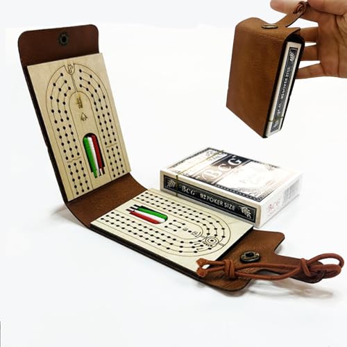 Cribbage Brettspiel Set, Faltbare Kunstleder Reise Cribbage Brettspiel Set, Tragbares Tischspiel Mit Stauraum Für Cribbage-Liebhaber von PVYGDXYI