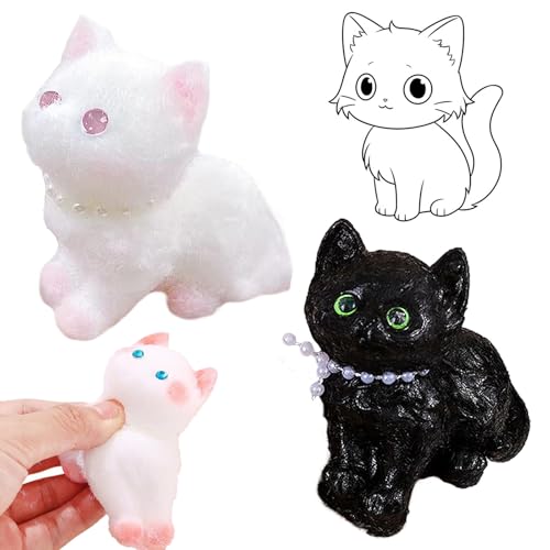 Anti Stress Spielzeug, 2 Stück Quetsch Spielzeug, Cute Cat Fidget Toy, Weiß und Schwarz Squeeze Toy, Stressabbau Spielzeug, Stress Relief Toy Für Jungen Mädchen Geburtstag Geschenke von PWCTNT