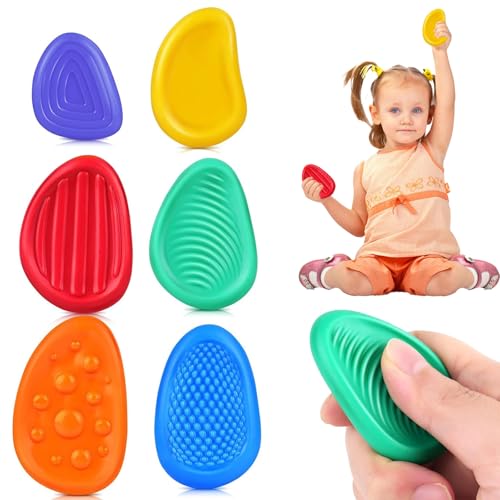 Fidget Toys,Sensorik Spielzeug,6 Stück Stones Sensory Toys,Texture Fidget Toys Set,Fidget Toys Kinder and Erwachsener Sensorisches Spielzeug für Beruhigende,Unterhaltsame und Stressabbau Fidget Toy von PWCTNT