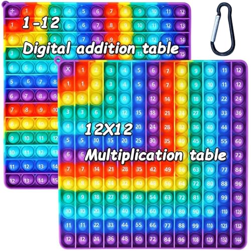 Mathe Spiel, Fidget Toys, 12x12 Einmaleins Spiel Fidget Toy, Doppelseitiges Digitales Stress Spielzeug, Regenbogen Multiplikationstabelle Fidget Toy, Lernspielzeug für Kinder Mathe Spiele von PWCTNT