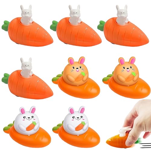 Osterhase, Ostern Geschenke Kinder, 8 Stück Ostergeschenke Kinder, Aufziehbare Hasen Mit Karotte, Hase Ostern Deko, Lustige Aufziehspielzeug Osterhasen, Ostern Geschenk Für Kinder Jungen Mädchen von PWCTNT