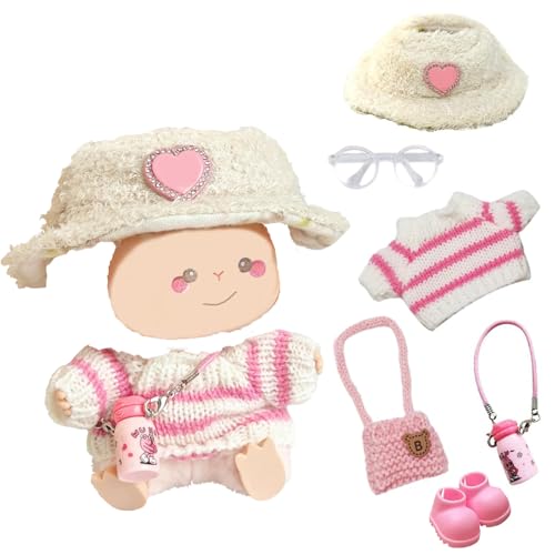 Puppenkleidung Zubehör, 6 teiliges Puppen Anziehsachen Zubehörset mit Hüte, Kleidung, Schuhe, Milchflaschen, Taschen, Brillen, passend für 17 cm große Babypuppen (ohne Puppe) Puppenkleidung Zubehör, 6 teiliges Puppen Anziehsachen Zubehörset mit Hüte, Kleidung, Schuhe, Milchflaschen, Taschen, Brillen, passend für 17 cm große Babypuppen (ohne Puppe) von PWCTNT