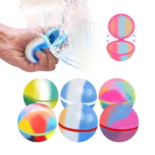6 Stück Wasserbomben Wiederverwendbar Illusion Farbverlauf Wasserballons Eine Sekunde Schnellfüller Wasserbombe Set,Magnetische Wasserbomben Selbstschließend Silikon Splashball Wasserspielzeug von PWOKAO