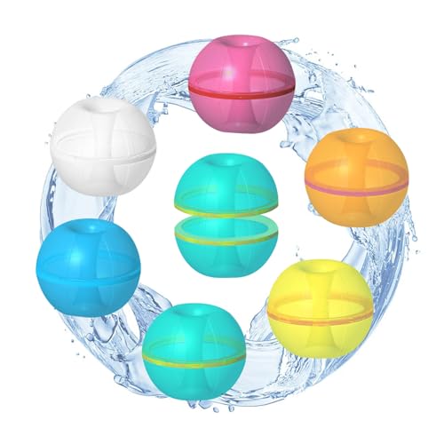 6 Stück Wasserbomben Wiederverwendbar Krapfen Wasserballons | Eine Sekunde Schnellfüller Wasserbombe | Magnetische Wasserbomben Selbstschließend Silikon Splashball Wasserspielzeug Kinder von PWOKAO