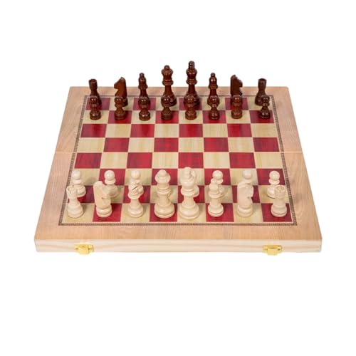 Schachspiel Handgefertigtes Schachbrett aus Holz, langlebiges Schachbrett-Set und magnetisches Schachbrettspiel als Geschenk for Kinder während des Reisewettbewerbs Geschenkset(Red) von PWSHZ