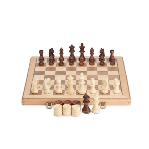 Schachspiel Reiseschach-Brettspiel-Sets, handgefertigtes faltbares Holzschachbrett mit Schublade als Geschenk for Anfängerturniere mit Figuren Geschenkset(Beech) von PWSHZ