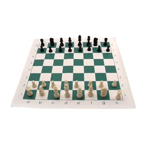 Schachspiel Tragbares Schachbrett aus Leder, faltbar, handgefertigtes Schachspiel und Lernspielzeug for Kinder und Erwachsene, Reise Geschenkset(M) von PWSHZ