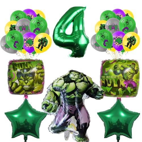 Hulk Geburtstagsdeko 4 Jahr Luftballon,4 Jahr Hulk Luftballon Party Deko,Hulk Geburtstag Luftballon，Hulk Party Dekoration Ballon Set,Kindergeburtstag Deko von PYTRARTY