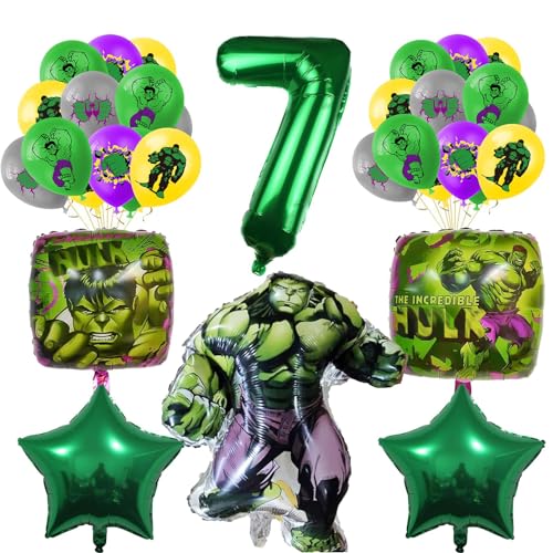 Hulk Geburtstagsdeko 7 Jahr Luftballon,7 Jahr Hulk Luftballon Party Deko,Hulk Ballon Dekoration，Hulk Party Dekoration Ballon Set,Deko Kindergeburtstag von PYTRARTY
