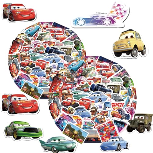 PYTRARTY Cars Sticker,100 Stück Cars Aufkleber Set,Cute Sticker Jungen und mädchen, Kawaii Anime Aufkleber Kinder.Anime Sticker Set für Skateboards, Bottle, Tablets,Schultaschen von PYTRARTY