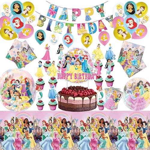 Prinzessin Partygeschirr，Prinzessin Geburtstag Party Tableware, deko geburtstag Prinzessin,luftballon Prinzessin Deko Kindergeburtstag,Party Dekoration von PYTRARTY
