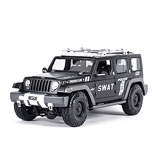 1 18 für Rescus Geländewagen Statische Simulation Diecast Alloy Automodell Sound und Licht für Jungen Geschenk(Schwarz) von PYWCOM