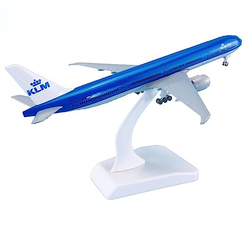 PYWCOM Modellflugzeug-Bausätze 1 400 18,5 cm mit Rädern Flugzeug ABS und Metall Flugzeuge Boeing B777-300 für KLM Flugzeugmodell von PYWCOM