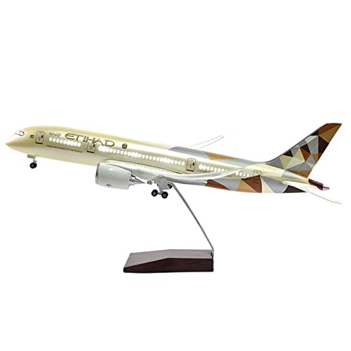 PYWCOM Modellflugzeug-Bausätze 43 cm Harzdruckguss Im Maßstab 1:144 Etihad Für Boeing 787 Flugzeug Modellflugzeug Modellflugzeug Spielzeugflugzeug (with Light) von PYWCOM