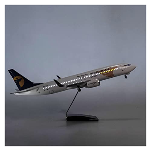 PYWCOM Modellflugzeug-Bausätze 47cm B737-800For Mongolian Airlines W Licht mit Radfahrwerk Kunstharzmodell Spielzeug (B) von PYWCOM