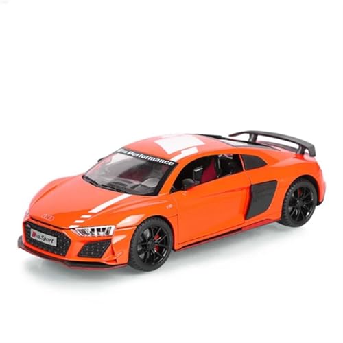 Spielzeugauto für Kinder 1:24 for Audi R8 V10 Plus Legierung Leistung Sport Auto Modell Kits Diecast Metall Spielzeug Racing Auto Modell Bauset(Orange) von PYWCOM