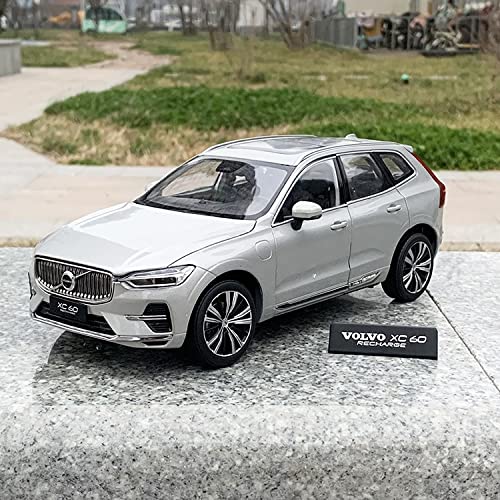 Spielzeugauto für Kinder 1 18 Für Volvo Recharge XC60 2022 SUV Simulation Diecast Alloy Car Model Collection Ornament Display Auto Modell Bauset(Silber) von PYWCOM