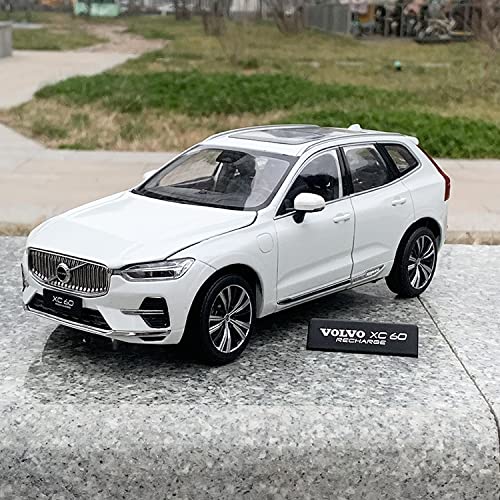 Spielzeugauto für Kinder 1 18 Für Volvo Recharge XC60 2022 SUV Simulation Diecast Alloy Car Model Collection Ornament Display Auto Modell Bauset(Weiß) von PYWCOM