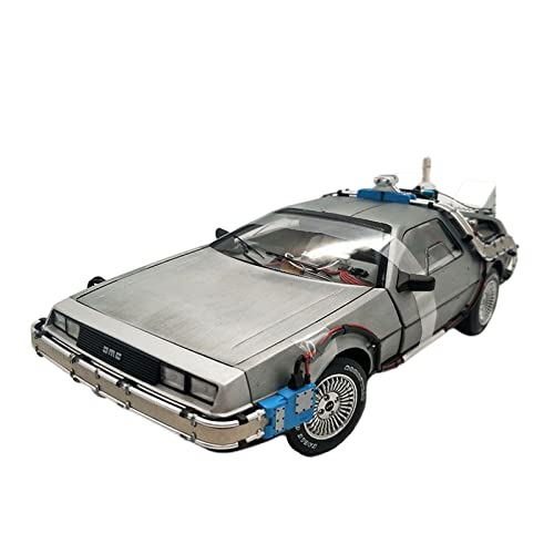 Spielzeugauto für Kinder 1 18 Passend Für Zurück Die Zukunft 3 Zeitmaschine Delorean DMC-12 Druckguss Automodell Spielzeug Geschenke Sammlerstück Auto Modell Bauset von PYWCOM