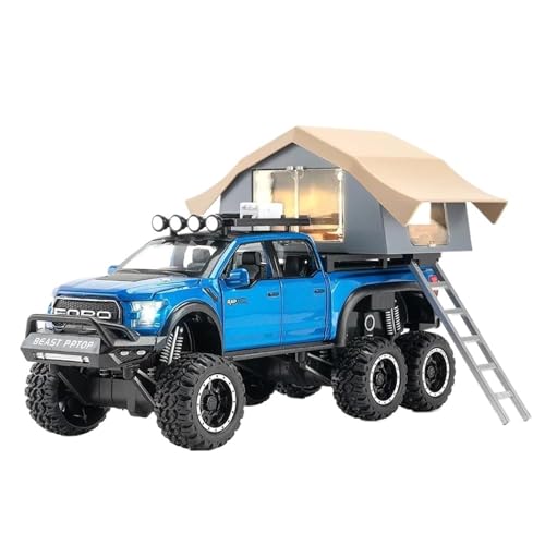 Spielzeugauto für Kinder 1:24 for Raptor F150 RV Reise Hohe Simulation Legierung Auto Modell Spielzeug Diecast for Jungen Urlaub Geschenke Auto Modell Bauset(Blue) von PYWCOM