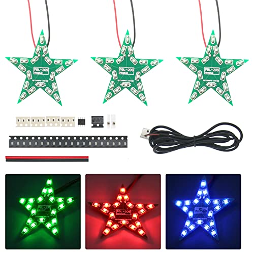 Löten Ausbildung Praxis Lernen Elektronik-Bausätze Fünf-Pointed Star Atmung Gradient DIY-Bausatz DC 4-6V für Weihnachten Rot Grün Blau von PZMYJB