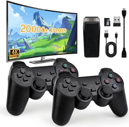 Retro Konsole Spielkonsole Game Stick, 21000+ Spielen Videospielkonsole mit 2 Gamepads, Plug and Play Game Stick 4K HDMI Retro Konsole, Spiele Geschenk für Erwachsene und Kinder Jungen (128G S+) von PZNETUE