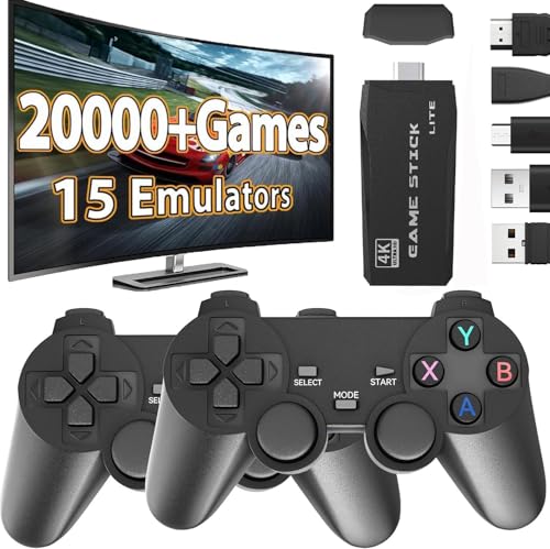 Retro Konsole Spielkonsole Game Stick, 21700+ Spielen Videospielkonsole mit 2 Gamepads, Retro Konsole Plug & Play Game Stick TV 4K HDMI, Geschenk für Kinder Jungen & Erwachsene (Familien-Edition) von PZNETUE