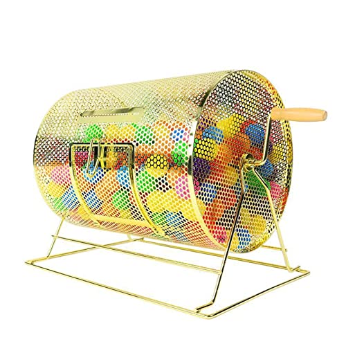 Manuelle Lotteriemaschinen Bingo Cage Metal Raffle Drum Spinner, Raffle, for Promotional Events, Holds 130 Balls von PZOFERLIN