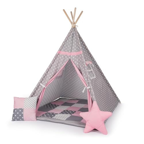 Paco Home Kinderzelt Tipi Zelt für Kinderzimmer Spielzimmer Innen Indoor Robust Stabil Wigwam versch. Muster, Farbe:Pink, Sets:Mit Zubehör Paco Home Kinderzelt Tipi Zelt für Kinderzimmer Spielzimmer Innen Indoor Robust Stabil Wigwam versch. Muster, Farbe:Pink, Sets:Mit Zubehör von Paco Home
