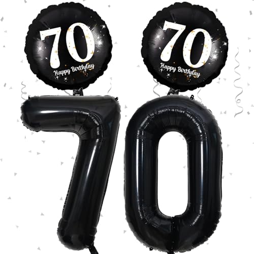 70 Geburtstag Deko Schwarz Deko 70. Geburtstag Frau Mann mit XXL Schwarze Zahl 70 Luftballons Geburtstag Happy 70 Birthday Folienballons 70 Geburtstagsdeko Schwarz für 70 Jahre Geburtstags Party Deko von Paeyeq