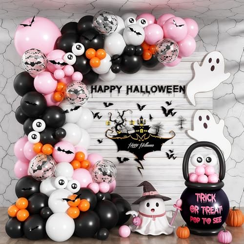 Niedliches Halloween-Ballonbogen-Girlande-Set, 120 Stück pastellfarbene Hexen-Halloween-Ballons mit Spinne und Fledermaus-Dekor, rosa schwarz orange gruseliger Ballon für Mädchen, Babyparty, Halloween Niedliches Halloween-Ballonbogen-Girlande-Set, 120 Stück pastellfarbene Hexen-Halloween-Ballons mit Spinne und Fledermaus-Dekor, rosa schwarz orange gruseliger Ballon für Mädchen, Babyparty, Halloween von Paeyeq
