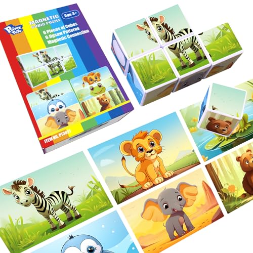 Pairez Toys Magnetische Blöcke Spielzeug für Kleinkinder, 6 Stück große Blöcke Puzzle-Spiel für Kinder ab 3 Jahr von Pairez Toys